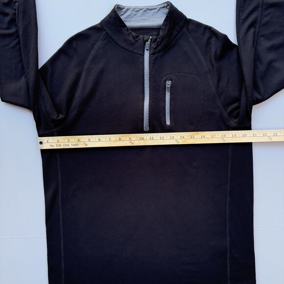 Free Fly 1/4 Zip Pullover Men Medium Fleece Lined Black Performance Bamboo Soft - Picture 5 of 7